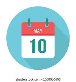 May 10 icon calendar flat. Date