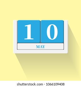 May 10. Vector flat daily calendar icon. Date and time, day, month. Holiday. Season.