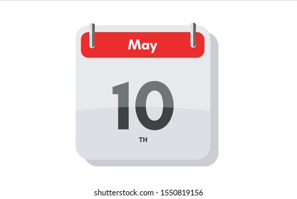 May 10th calendar icon. Day 10 of month. Vector icon illustration.