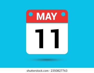 May 11 Calendar Date Flat Icon Day 11 Vector Illustration