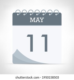 11 de mayo - Icono del calendario - Ilustración del vector. Calendario gris.