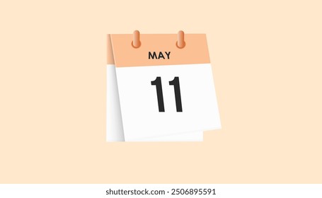 11 de mayo - calendario y planificador de tiempo. Recordatorio de icono de calendario diario. Ilustración vectorial.