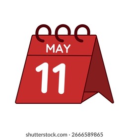 Mayo 11 Vector de calendario de escritorio sobre fondo blanco
Vector rojo Calendario plano icono