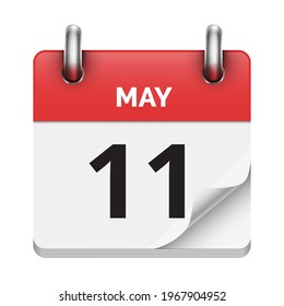 11. Mai 11 Mal täglich realistische Kalendersymbol Datum Vektorbild