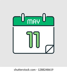 May 11. Flat icon calendar isolated on gray background. Vector illustration.