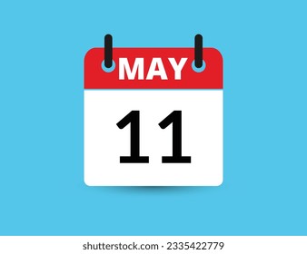 May 11. Flat icon calendar isolated on blue background. Date and month vector illustration