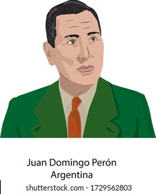 May, 12, 2020 Illustration Vector Isolated Of Juan Domingo Perón, Was An Argentine Army General And Politician.