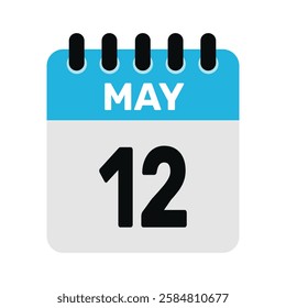 may 12 calendar icon reminder Vector page month design Illustration