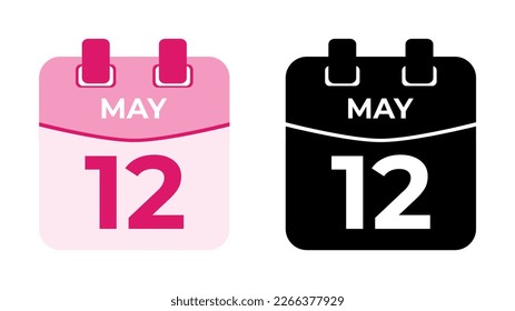 May 12 flat daily spiral calendar icon date vector image in matching color scheme. Suitable and perfect for design material, such as event or reminder. The best editable graphic resources.