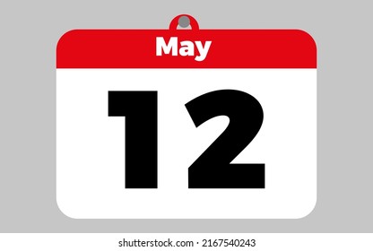 12 de mayo. Calendario blanco y rojo.