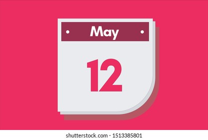 May 12nd calendar icon. Day 12 of month. Vector illustration.