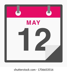 May 12th Flat icon calendar isolated on white background. Vector illustration