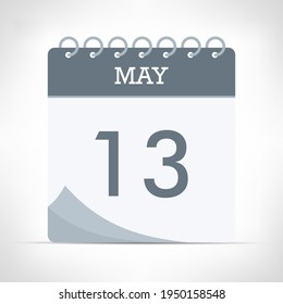 13 de mayo - Icono del calendario - Ilustración del vector. Calendario gris.