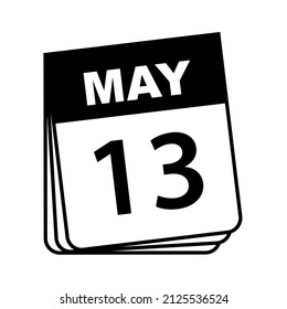 May 13 Calendar Icon Vector Illustration Stock Vector (Royalty Free