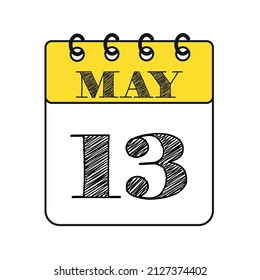 May 13 calendar icon. Vector illustration in flat style.