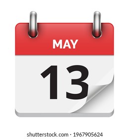 13 de mayo foto vectorial de fecha de icono del calendario realista diario plano