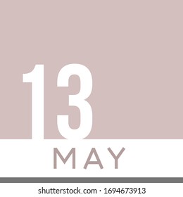 May 13th Minimal Calendar Neutral Color. Vector illustration