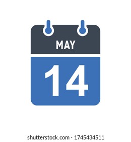 14. Mai Kalenderdatum Symbol, Symbol für Ereignisdaten, Kalenderdatum, Symbol-Design-Vektor Grafik