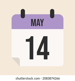 Calendario del 14 de mayo con fecha y mes de trabajo, reunión