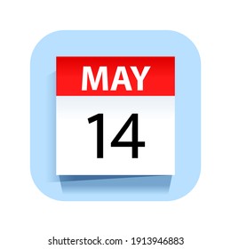 14 de mayo. Icono de calendario. Ilustración vectorial.