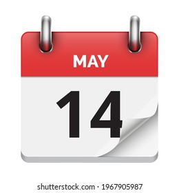 May 14 flat daily realistic calendar icon date vector image