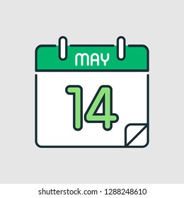May 14. Flat icon calendar isolated on gray background. Vector illustration.