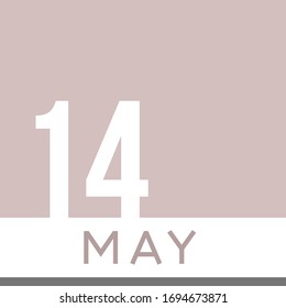 May 14th Minimal Calendar Neutral Color. Vector illustration