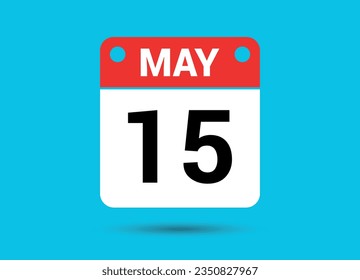 May 15 Calendar Date Flat Icon Day 15 Vector Illustration