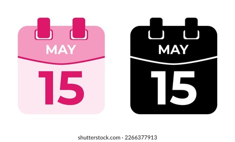 May 15 flat daily spiral calendar icon date vector image in matching color scheme. Suitable and perfect for design material, such as event or reminder. The best editable graphic resources.