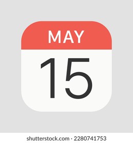 May 15 icon isolated on background. Calendar symbol modern, simple, vector, icon for website design, mobile app, ui. Vector Illustration