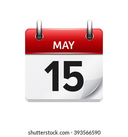 May  15. Vector flat daily calendar icon. Date and time, day, month. Holiday.