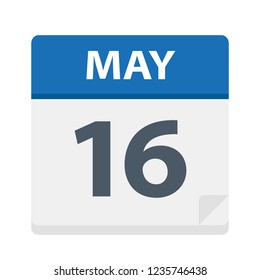 May 16 - Calendar Icon - Vector Illustration