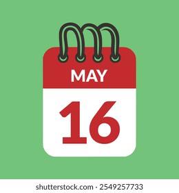 16 de maio ícone de calendário ilustração vetorial.