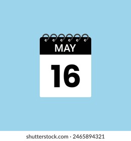 May  16 calendar reminder. 16th May Date Month calendar icon design template.