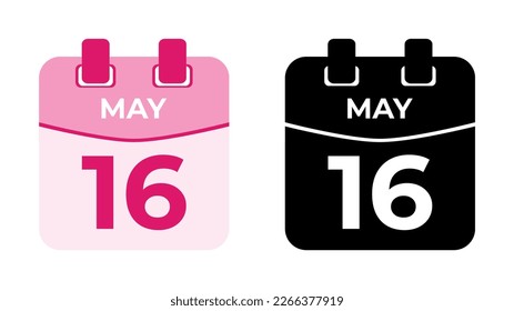 May 16 flat daily spiral calendar icon date vector image in matching color scheme. Suitable and perfect for design material, such as event or reminder. The best editable graphic resources.