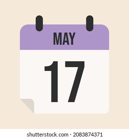 Calendario del 17 de mayo con fecha y mes de trabajo, reunión