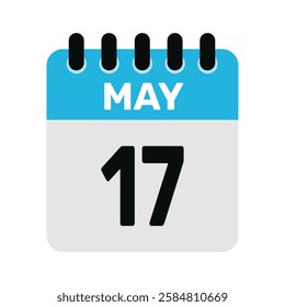 may 17 calendar icon reminder Vector page month design Illustration