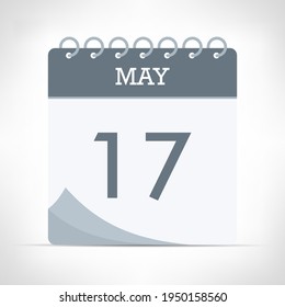 May 17 - Calendar Icon - Vector Illustration. Gray calendar.