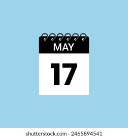 Recordatorio del 17 de mayo. 17 de mayo Fecha Mes Plantilla de diseño de íconos de calendario.