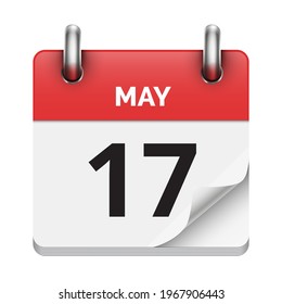 May 17 flat daily realistic calendar icon date vector image