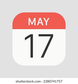 Icono del 17 de mayo aislado en segundo plano. Símbolo de calendario moderno, simple, vector, icono para el diseño de sitios web, aplicación móvil, ui. Ilustración vectorial