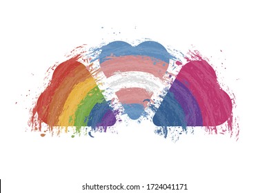 May 17 - International Day against Homophobia, Transphobia and Biphobia - three hearts with painting pride flags 