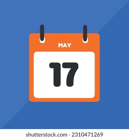 May 17 vector icon calendar Date, day and month Vector illustration, colorful background.