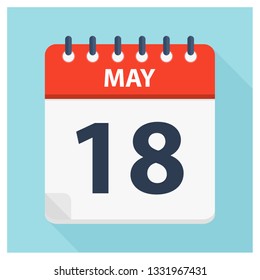 May 18 - Calendar Icon - Calendar design template - Business vector illustration.