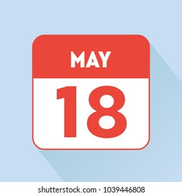 May 18 calendar icon red flat holiday birthday wedding day date