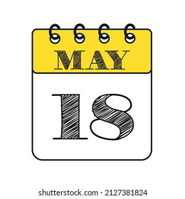 May 18 calendar icon. Vector illustration in flat style.