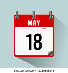 May 18, calendar icon vector illustration, isoleted on light blue background.