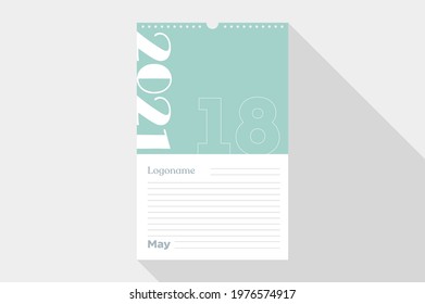 May 18 Calendar on notebook paper white and green background with your logo