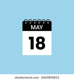 May  18 calendar reminder. 18th  May Date Month calendar icon design template.