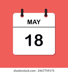 May 18. Daily Calendar icon for design. Simple design for business brochure, flyer, print media, advertisement. Easily editable.